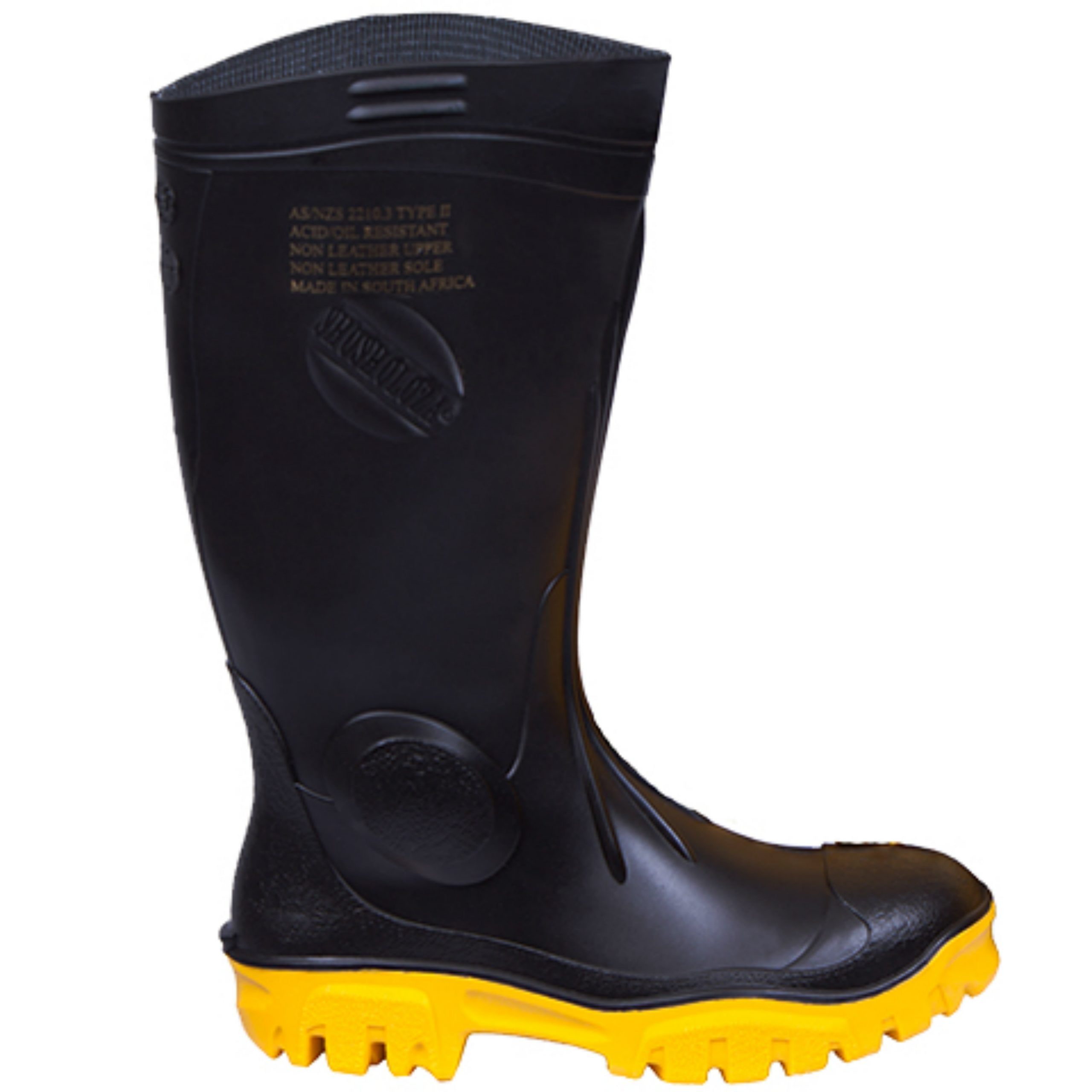 Stimela Black/Yellow Gumboot Size 11 Safety boot Handling Equipment Canterbury